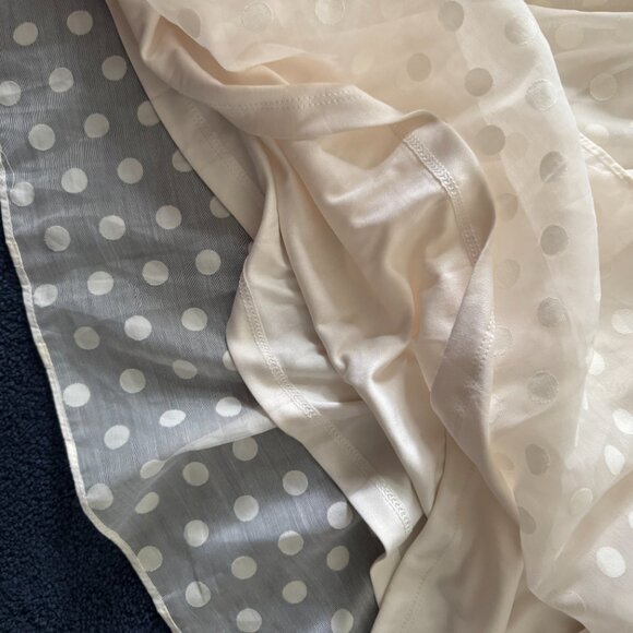 NWT H&M Sheer Ivory Cream Grace Kelly Neck Polka Dot Dress Sz M - Picture 7 of 10